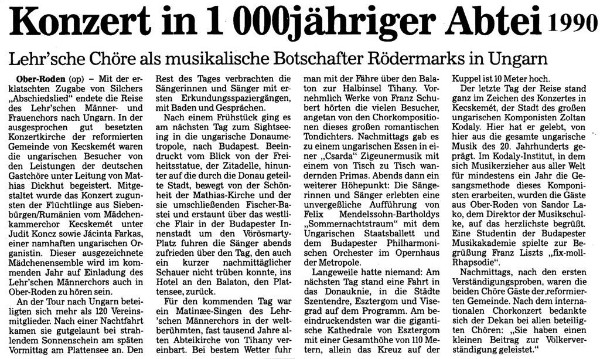 19900617 Offenbach Post - Konzert in 1000 jähriger Abtei